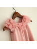 Dusty Pink Chiffon Flower Neckline Flower Girl Dress